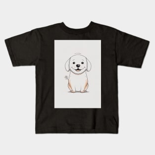 Happy Cute Dog Illustration Drawing Kids T-Shirt